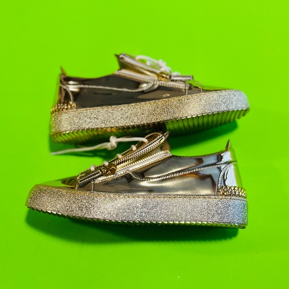 Giuseppe Zanotti Metallic Gold Low Top Men’s Sneakers Size 42 - Picture 4 of 7